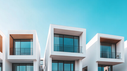 Fototapeta premium Modern Mediterranean-Style Houses with Blue Sky
