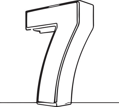 Minimalist 3D outline number illustration in black line art style isolated on white background. Clean numeric symbol for education, typography, graphic design, icons, logos, posters, and pri
