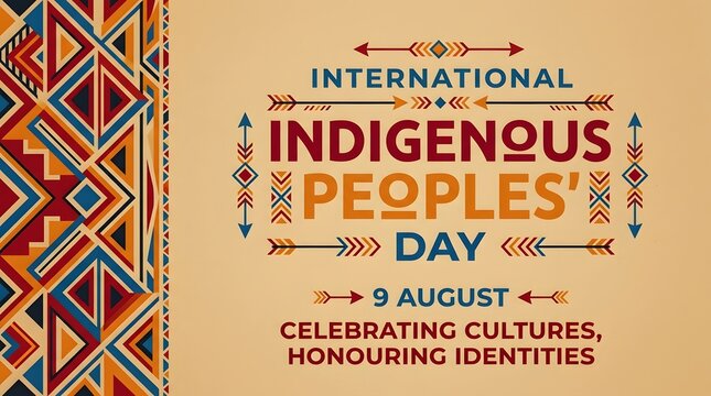 International indigenous peoples day celebration poster with colorful patterns