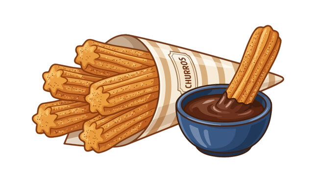 churros with chocolate dipping sauce.
