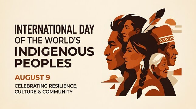 International day of worlds indigenous peoples celebration poster with diverse faces