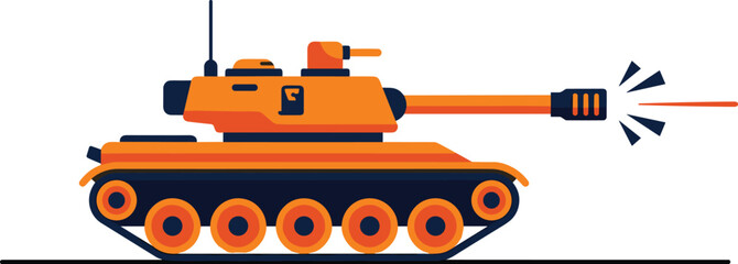 Military armored tank vehicle firing a laser projectile beam isolated flat vector illustration on white background © Afroja