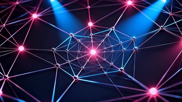 Abstract network of glowing nodes and lines