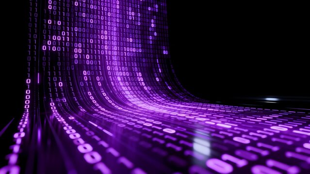 Purple binary code digital wave