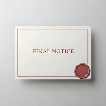 An official-looking envelope labeled with final notice and a wax seal.