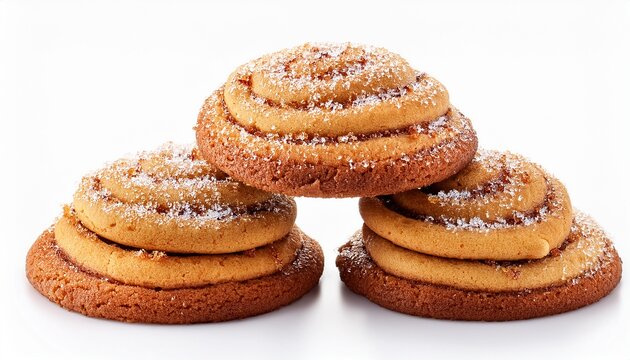 Stack Of Delicious Snickerdoodle Cookies With Cinnamon Sugar Topping Isolated On White Background