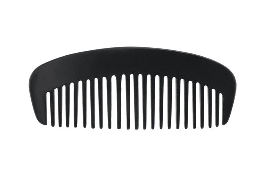Black plastic hair comb isolated on white background