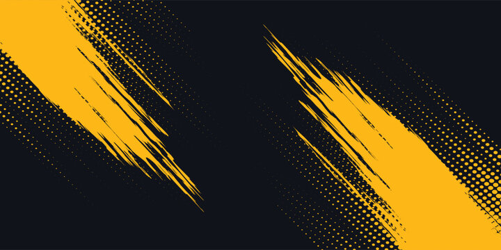 Dots pop art comics sport style vector illustration. Dots halftone yellow and black color pattern gradient grunge texture background.
