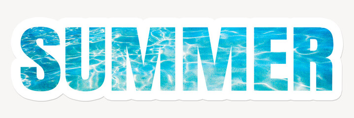 Summer word typography, white border text, blue water in a swimming pool © Rawpixel.com