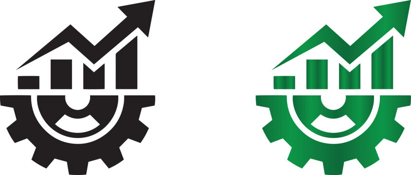 Real estate investment growth icon set black and green versions
