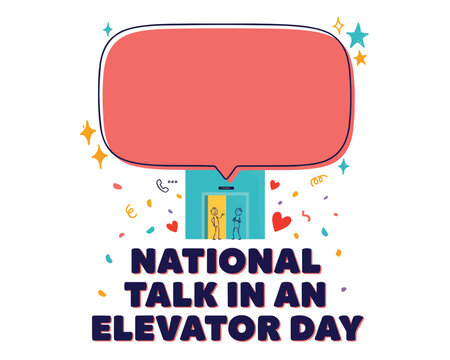 NATIONAL TALK IN AN ELEVATOR DAY vector illustration isolated on white background