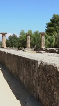 temple of hera at ancient Olympia archaeological site in Greece