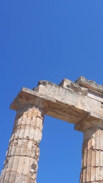 Ancient greek temple of Zeus in Nemea on a sunny day