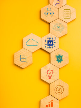 Enterprise AI governance framework concept featuring connected AI ecosystem components, symbolizing responsible, strategy, platform governance, infrastructure management, security, and innovation.