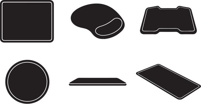 Minimalist Mouse Pad Shapes and Perspectives Vector Icons Set