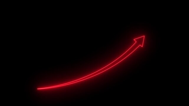 Neon Glowing Business Target Growth Chart Icon Animation. Financial Investment Profit, Business Growth, Revenue Increase, Market Performance, and Success Concept.