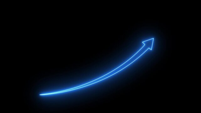 Neon Glowing Business Target Growth Chart Icon Animation. Financial Investment Profit, Business Growth, Revenue Increase, Market Performance, and Success Concept.