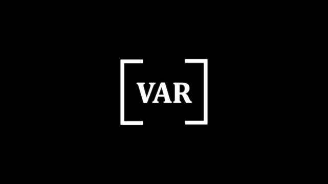 Football VAR (Video Assistant Referee) Icon Animation. Soccer Video Review System, Referee Decision Technology, Offside Check, Goal Review, Sports Officiating Concept on Black Background.