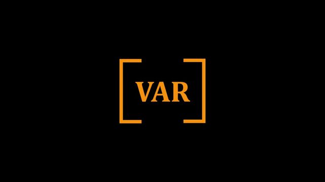 Football VAR (Video Assistant Referee) Icon Animation. Soccer Video Review System, Referee Decision Technology, Offside Check, Goal Review, Sports Officiating Concept on Black Background.