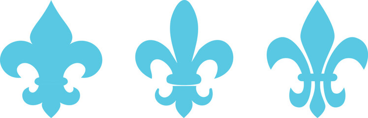 Symbolic Image Fleur De Lis Icon Vector Set Collection Group for Heraldry Royal Emblem Floral Ornament Decorative Badge Vintage French Monarchy Crest Luxury Medieval Classic Elegant Design. © JK Vectors