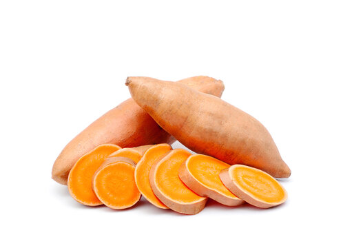 Tasty fresh sweet potato isolated on white background.