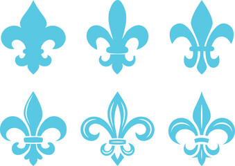 Symbolic Image Fleur De Lis Icon Vector Set Collection Group for Heraldry Royal Emblem Floral Ornament Decorative Badge Vintage French Monarchy Crest Luxury Medieval Classic Elegant Design. © JK Vectors