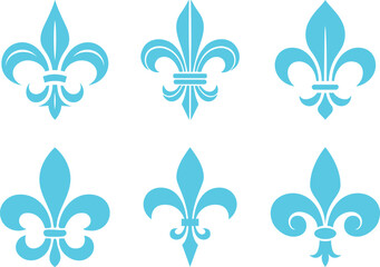 Symbolic Image Fleur De Lis Icon Vector Set Collection Group for Heraldry Royal Emblem Floral Ornament Decorative Badge Vintage French Monarchy Crest Luxury Medieval Classic Elegant Design. © JK Vectors