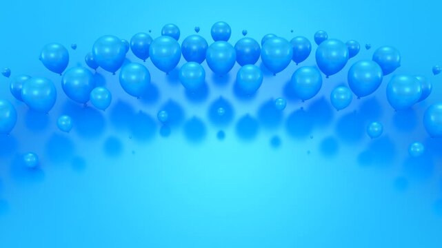 Balloons Form a Wave. Abstract motion, two color, 3d rendering, 4k resolution
