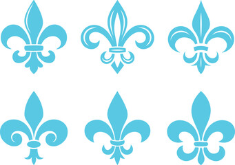 Symbolic Image Fleur De Lis Icon Vector Set Collection Group for Heraldry Royal Emblem Floral Ornament Decorative Badge Vintage French Monarchy Crest Luxury Medieval Classic Elegant Design. © JK Vectors