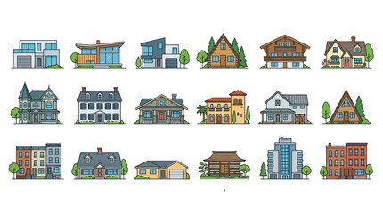 Diverse Pixel Art Houses Collection: Modern, Traditional, and Urban Architecture © jami