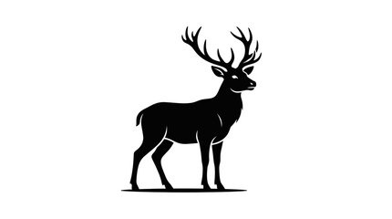 Fototapeta premium Majestic Stag Silhouette with Antlers - Vector Graphic