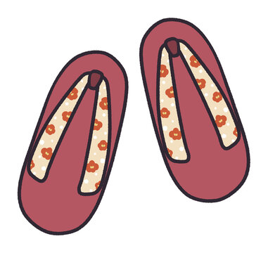 赤い草履のイラスト