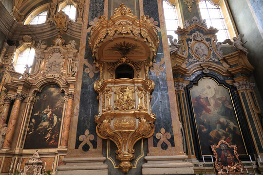 Prayer pulpit of the Cathedral in Brixen, South Tyrol, Italy