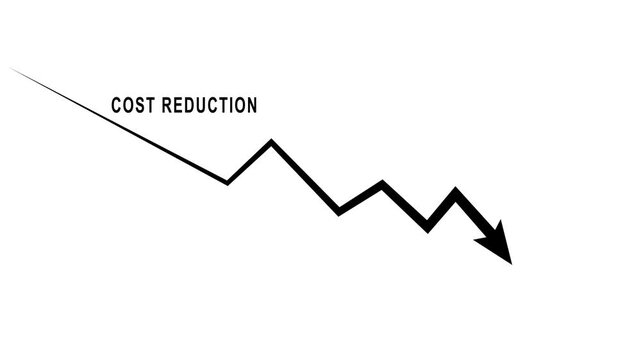 Cost reduction business finance concept. Businessman cost reduction icon with down arrow for budget management and cost management.4k video animation.