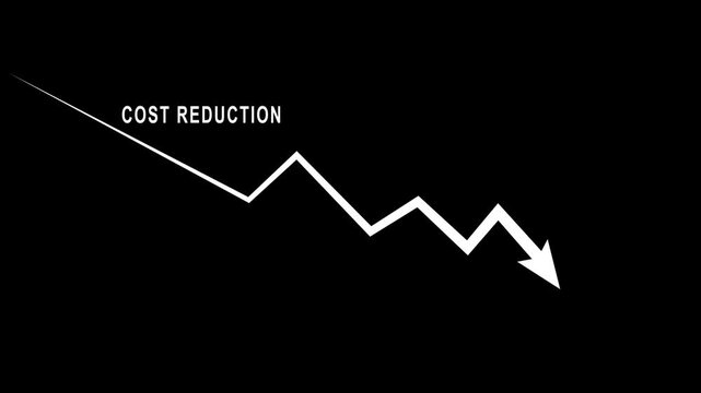 Cost reduction business finance concept. Businessman cost reduction icon with down arrow for budget management and cost management.4k video animation.