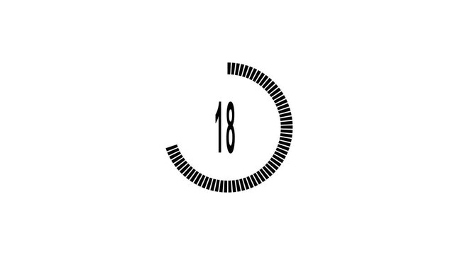 Random dial design illustration .Circle countdown timer one minute animation from 0 to 25 second animation. Modern flat design with animation. neon circle and number looping animated