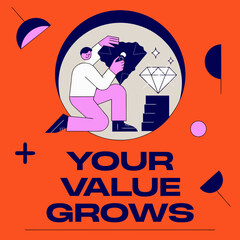Naklejka premium Motivational Flat Vector Illustration of Hidden Potential Personal Development and Success Concept