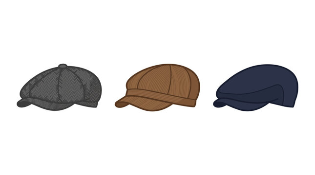 Flat cap icons on a transparent background.
