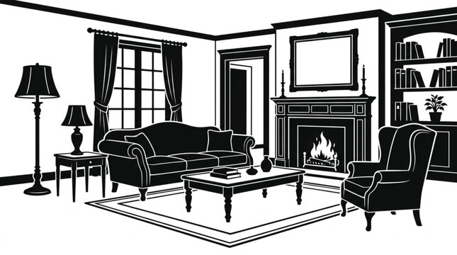 living room interior with fireplace