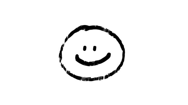 Grunge style textured smiley face loop animation, vector motion graphic