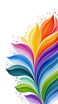 Elegant watercolor abstract background with flowing rainbow gradients, soft brush strokes, airy white composition, subtle paint texture, vivid celebration palette, generous copy space