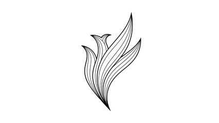 Fototapeta premium Elegant Black and White Line Art Swirl Flourish - Abstract Botanical Design