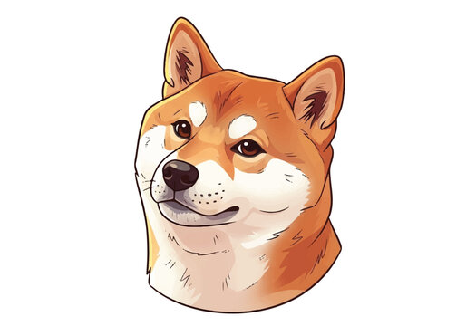 Shiba Inu Doge Meme Portrait Illustration.