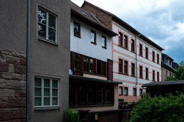 Fototapeta premium Residential buildings with decorative brick façades in Kahla – Thuringia, Germany