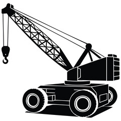 Lattice boom crawler crane silhouette vector for construction layout. © Arif