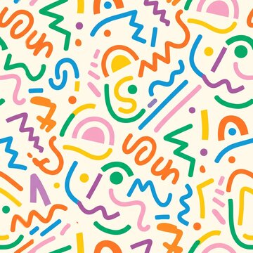 Colorful Seamless Alphabet Pattern with 3D ABC Letters Numbers and Arrows for Kids Education Learning Fun Vector Design