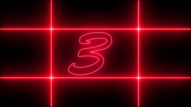 0 to 5 second modern digital countdown timer neon light style on black background, 5 seconds simple countdown timer. 5 second technology digital neon led light game timer 4k animation