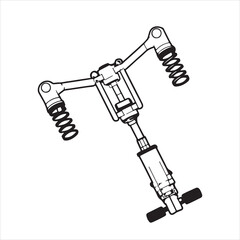 Fototapeta premium Front Suspension Steering Assembly Vector Line Art Illustration