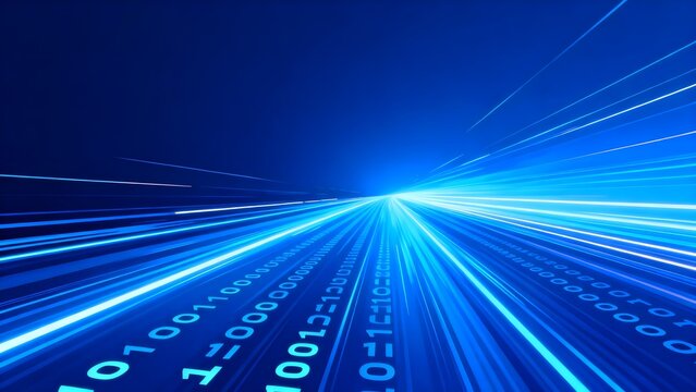 Blue digital binary data stream