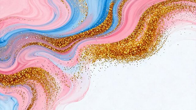 Abstract swirls of pink blue and gold